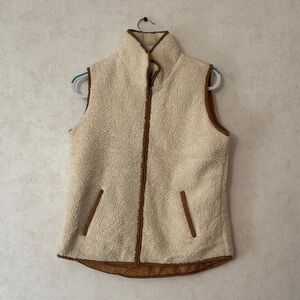 Women's cream and tan lined Sherpa Vest